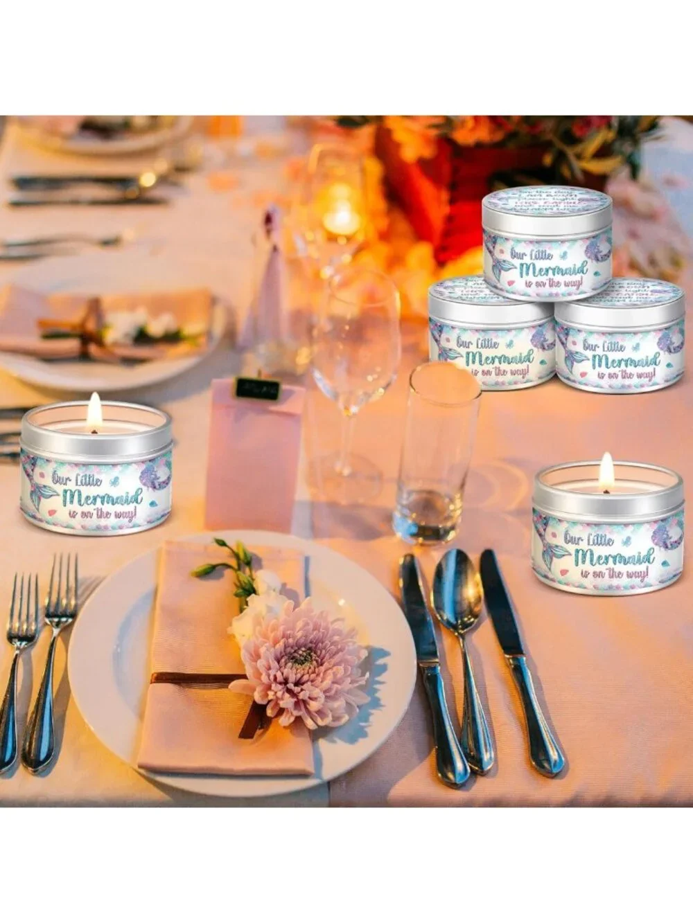24 Pcs Lavender Scented Tealight Candles for Baby Shower Favors & Gender Reveal